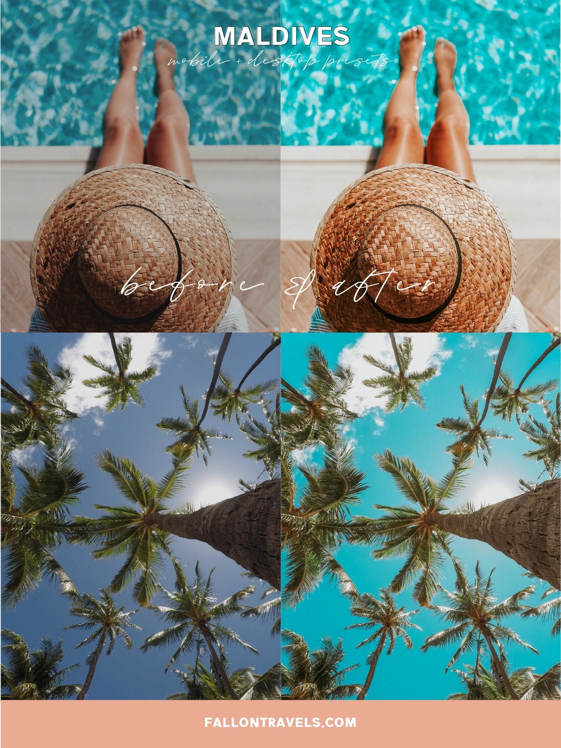 5 Maldives Mobile Lightroom Presets & Desktop, Beach Travel Preset for Summer, Tropical Photo Editing Filter for Instagram Bloggers