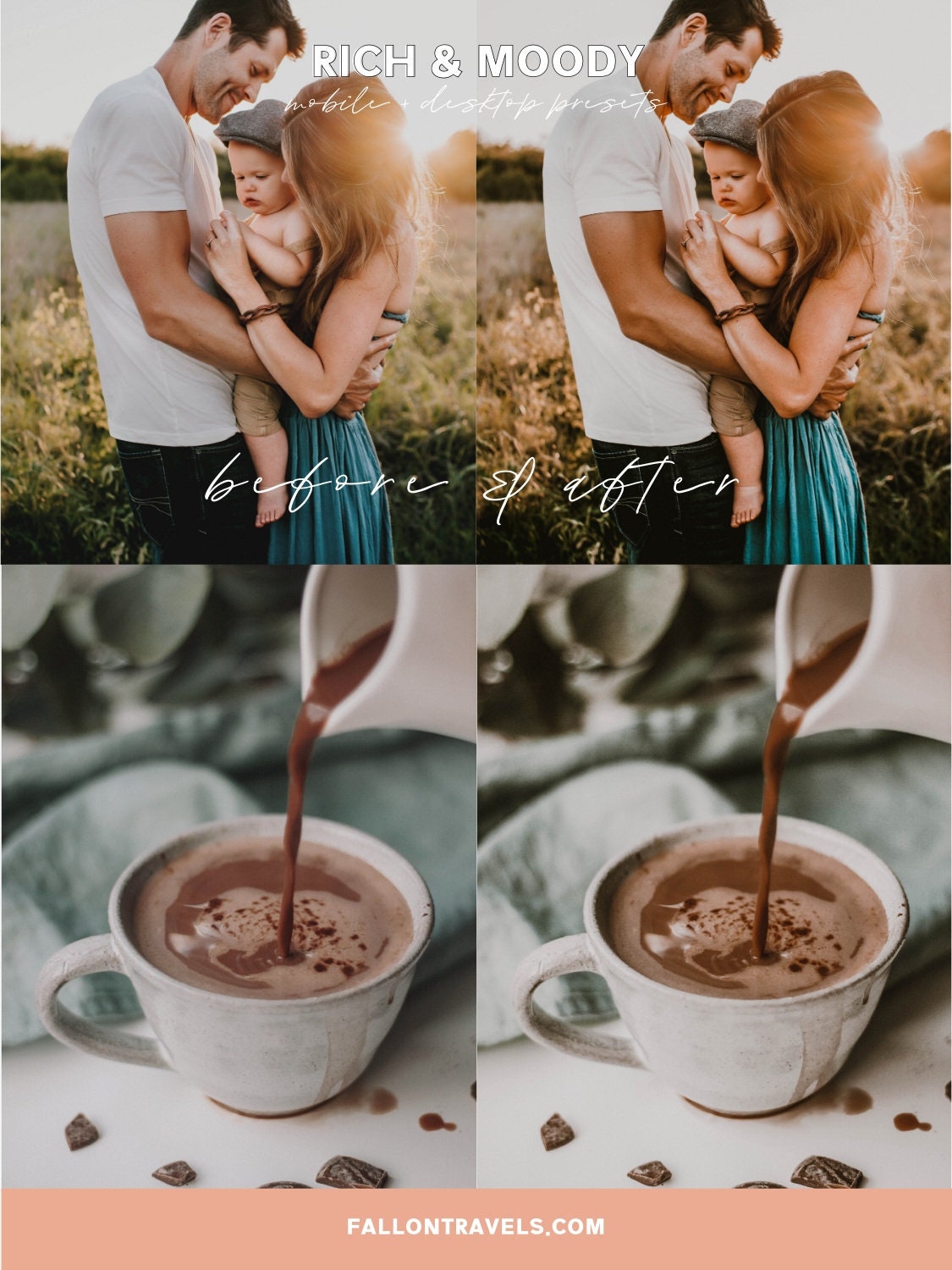 5 Rich Moody Mobile Lightroom Presets & Desktop, Dark Photo Editing Filter for Instagram Influencer, Outdoor iPhone Preset for Bloggers