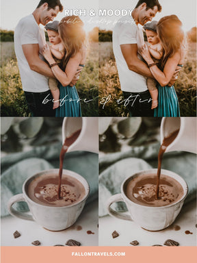 5 Rich Moody Mobile Lightroom Presets & Desktop, Dark Photo Editing Filter for Instagram Influencer, Outdoor iPhone Preset for Bloggers