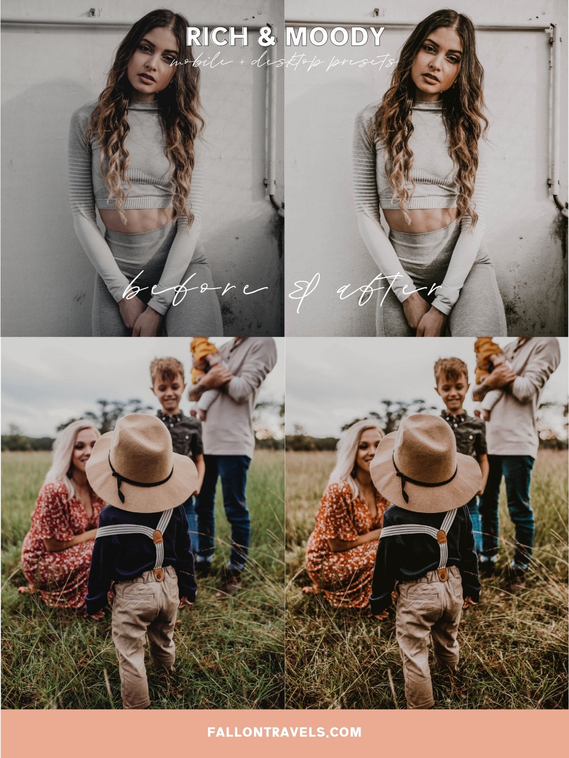 5 Rich Moody Mobile Lightroom Presets & Desktop, Dark Photo Editing Filter for Instagram Influencer, Outdoor iPhone Preset for Bloggers