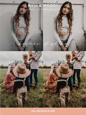 5 Rich Moody Mobile Lightroom Presets & Desktop, Dark Photo Editing Filter for Instagram Influencer, Outdoor iPhone Preset for Bloggers