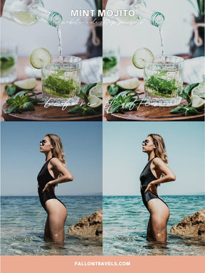 5 Mint Mojito Mobile Lightroom Presets & Desktop, Cool Light Green Photo Editing Filter for Instagram Travel, Bright Summer Blog Preset