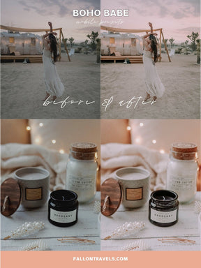 5 Boho Mobile & Desktop Lightroom Presets, Soft Pink Photo Editing Filter for Instagram Influencer, Vintage Tones Preset for Bloggers