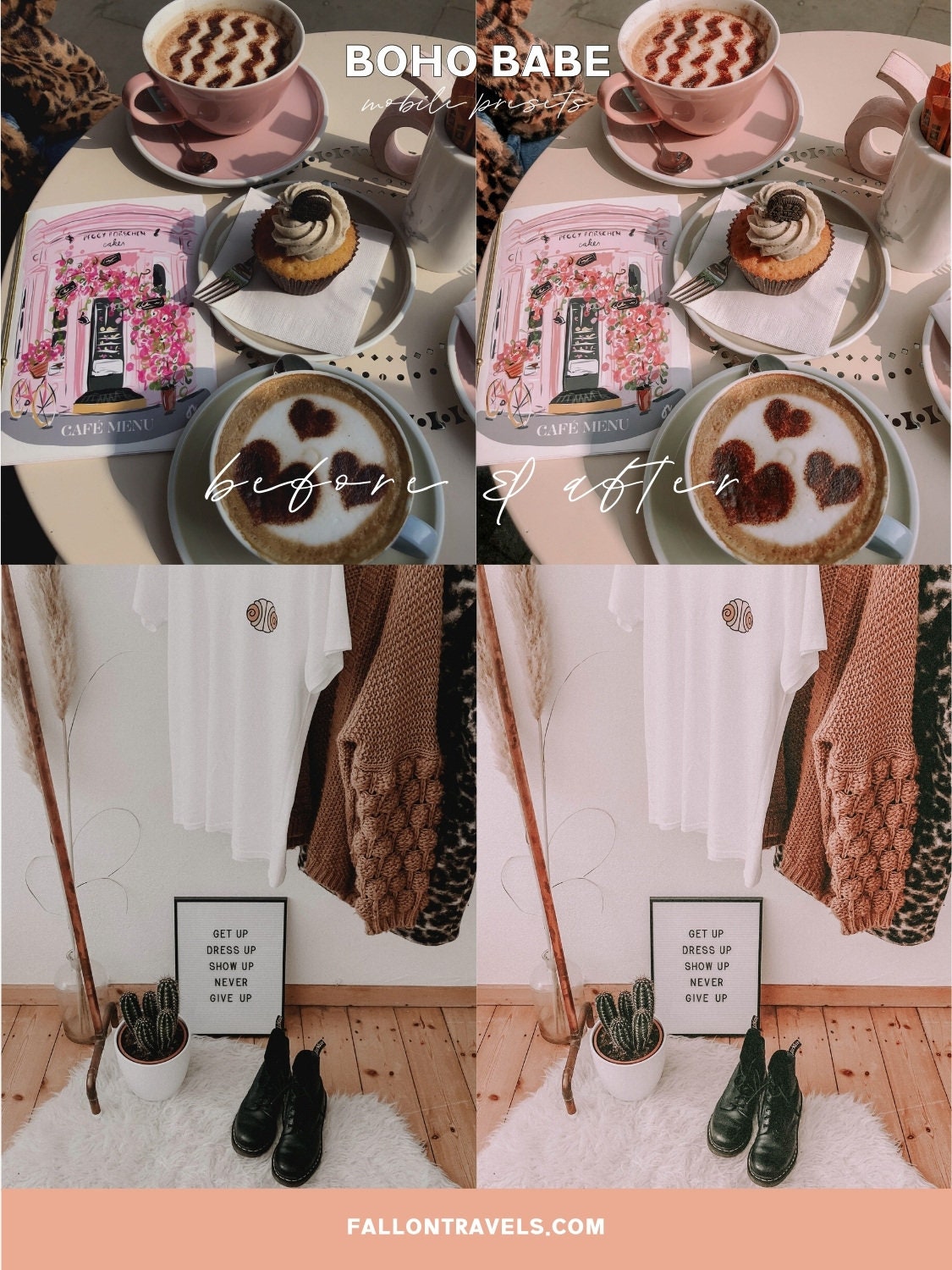 5 Boho Mobile & Desktop Lightroom Presets, Soft Pink Photo Editing Filter for Instagram Influencer, Vintage Tones Preset for Bloggers