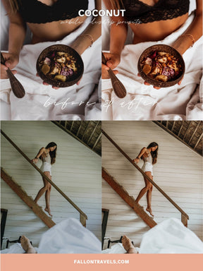 5 Coconut Lightroom Mobile & Desktop Presets, Beach Summer Photo Editing Filter for Instagram Travel, Tropical Influencer Preset