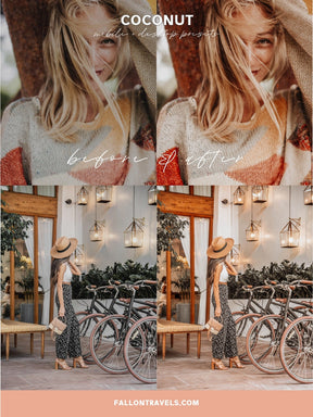 5 Coconut Lightroom Mobile & Desktop Presets, Beach Summer Photo Editing Filter for Instagram Travel, Tropical Influencer Preset