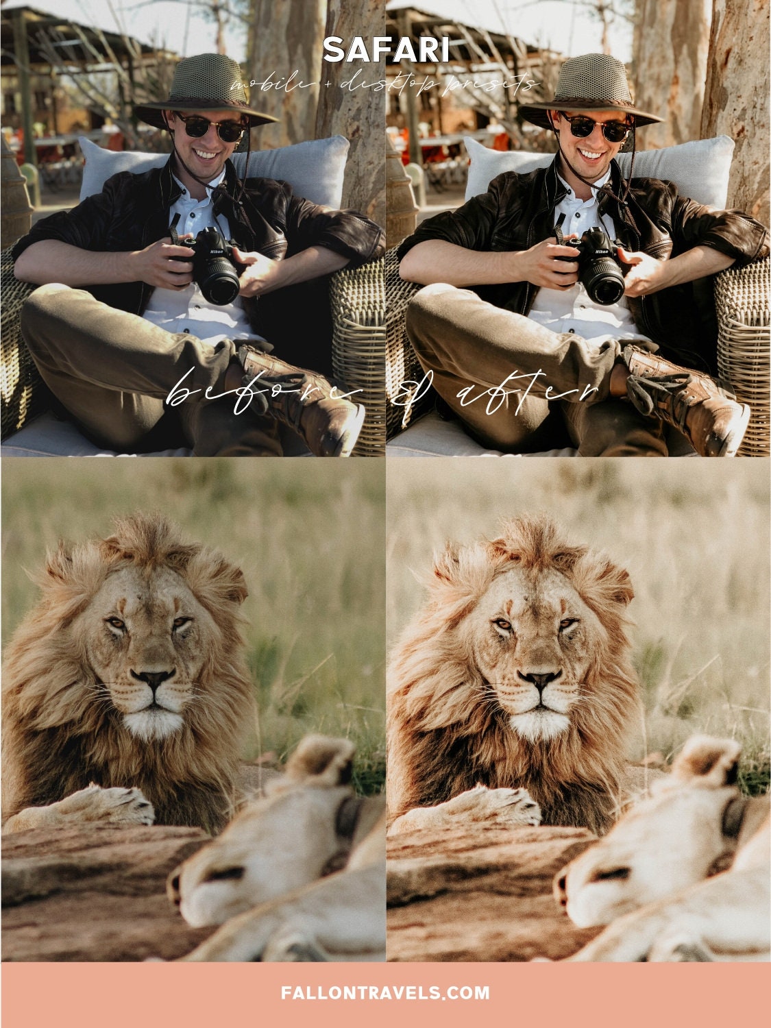 5 Safari Mobile Lightroom Presets & Desktop, Africa Outdoor Photo Editing Filter for Travel Bloggers, Instagram Influencer Presets