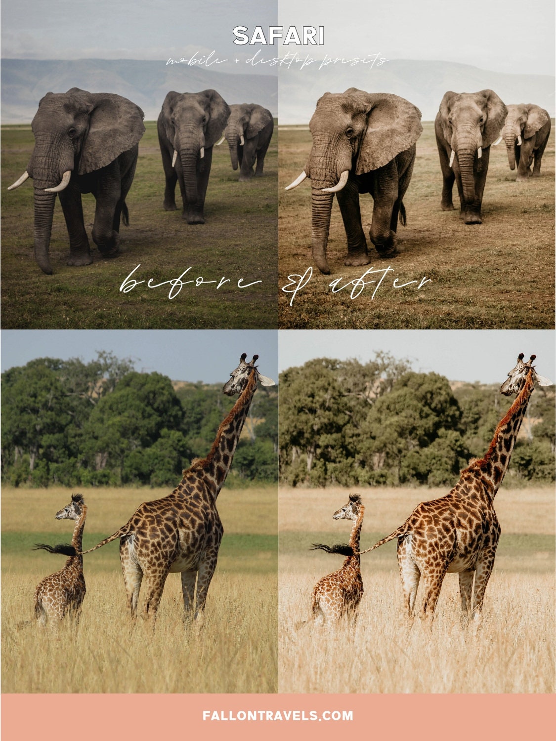 5 Safari Mobile Lightroom Presets & Desktop, Africa Outdoor Photo Editing Filter for Travel Bloggers, Instagram Influencer Presets