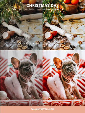 5 Christmas Day Lightroom Mobile & Desktop Presets, Bright Winter Photo Editing Filter for Instagram, Holiday Clean Airy Blogger Preset