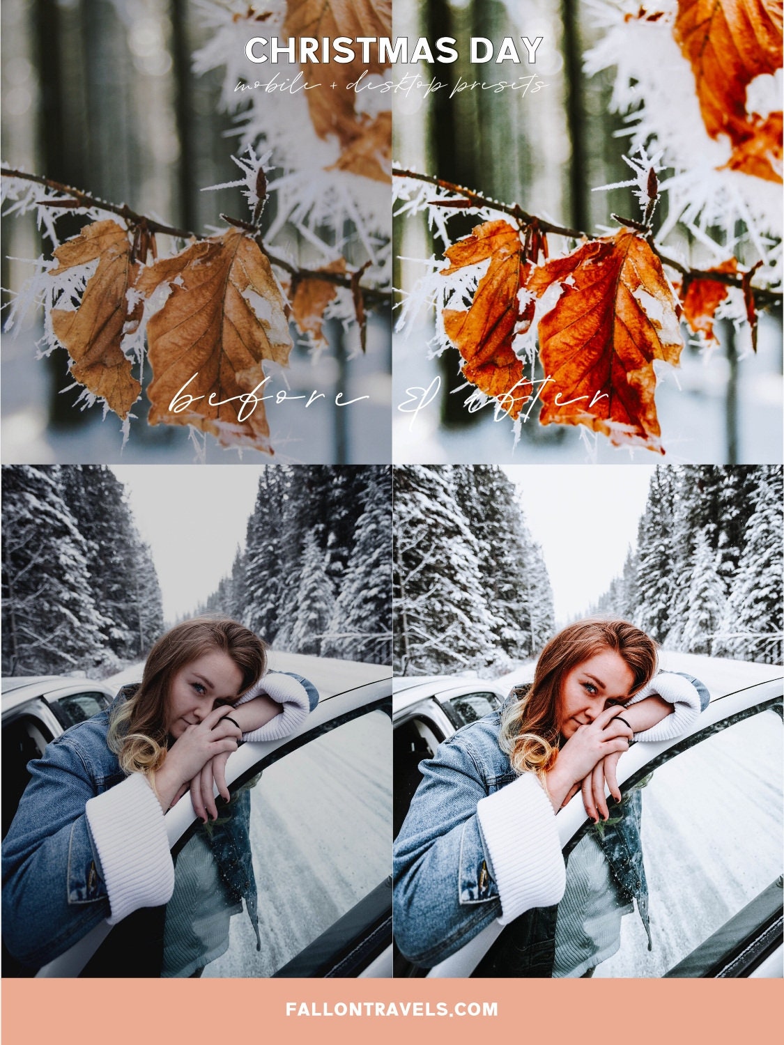 5 Christmas Day Lightroom Mobile & Desktop Presets, Bright Winter Photo Editing Filter for Instagram, Holiday Clean Airy Blogger Preset