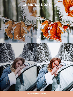 5 Christmas Day Lightroom Mobile & Desktop Presets, Bright Winter Photo Editing Filter for Instagram, Holiday Clean Airy Blogger Preset