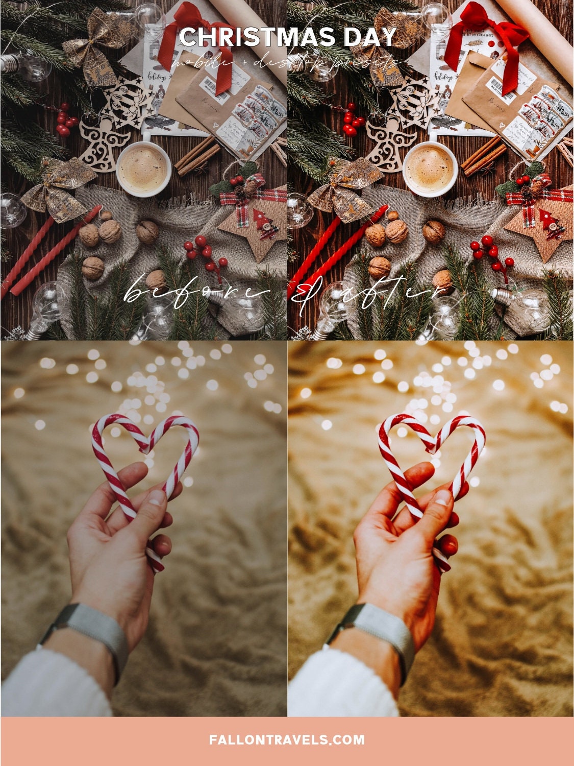 5 Christmas Day Lightroom Mobile & Desktop Presets, Bright Winter Photo Editing Filter for Instagram, Holiday Clean Airy Blogger Preset