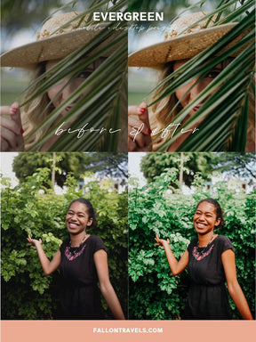 5 Evergreen Mobile & Desktop Lightroom Presets, Travel Photo Editing Filter for Instagram Influencer, Tropical Green Summer Blogger Preset
