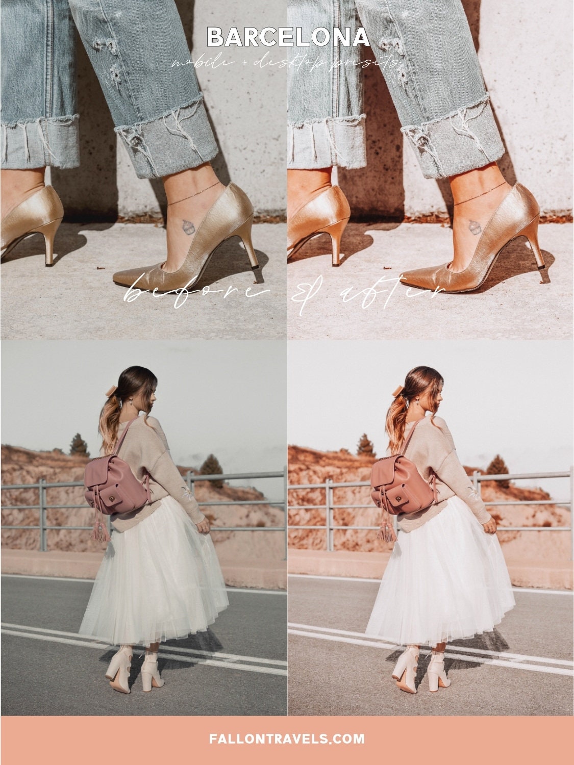 5 Mobile & Desktop Lightroom Presets Barcelona, Summer Travel Preset for Instagram Influencer, Bright Lifestyle Filter for Bloggers