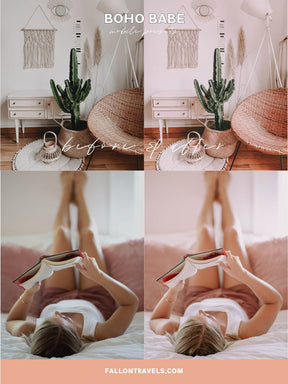 5 Boho Mobile & Desktop Lightroom Presets, Soft Pink Photo Editing Filter for Instagram Influencer, Vintage Tones Preset for Bloggers