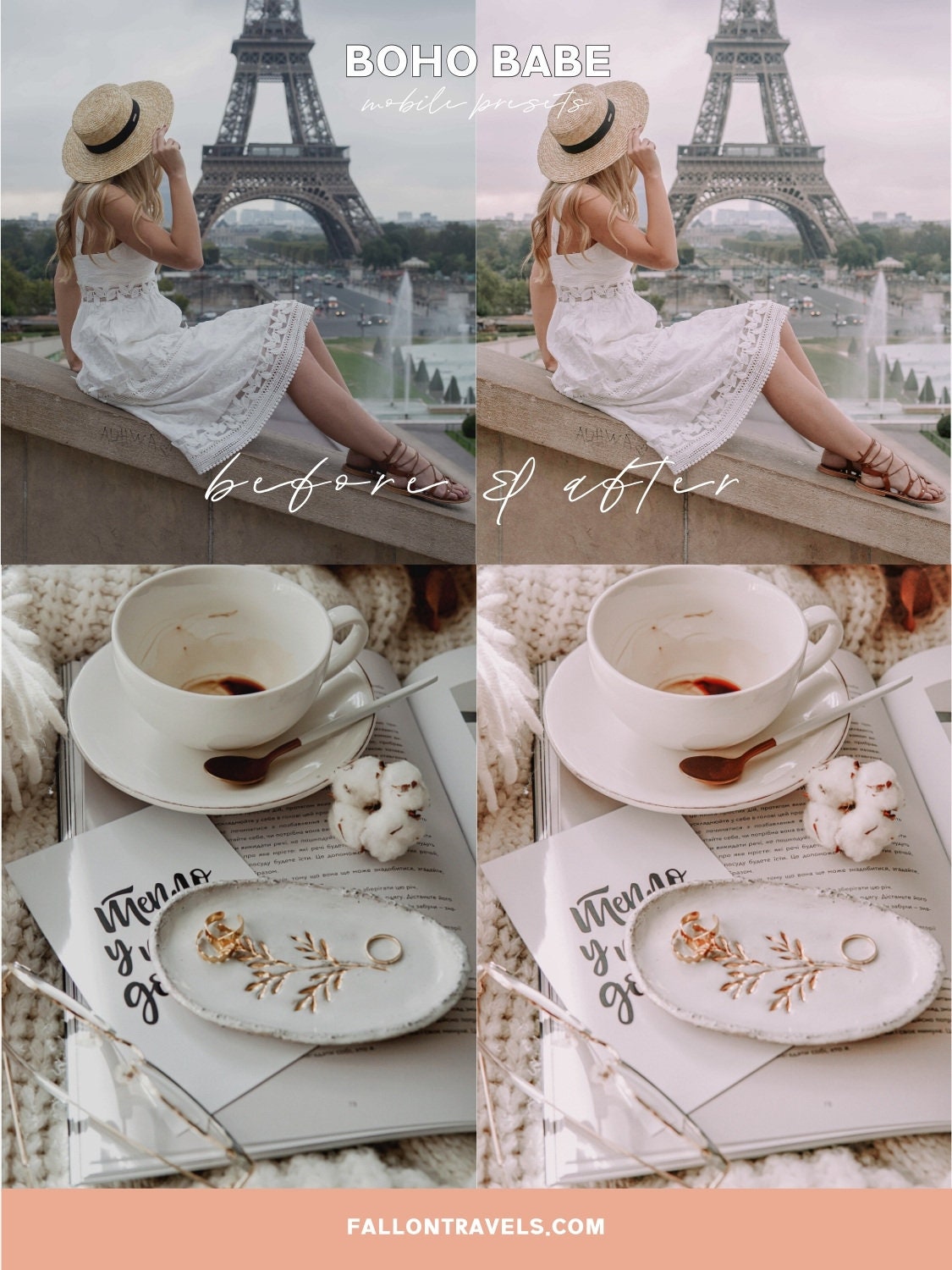 5 Boho Mobile & Desktop Lightroom Presets, Soft Pink Photo Editing Filter for Instagram Influencer, Vintage Tones Preset for Bloggers