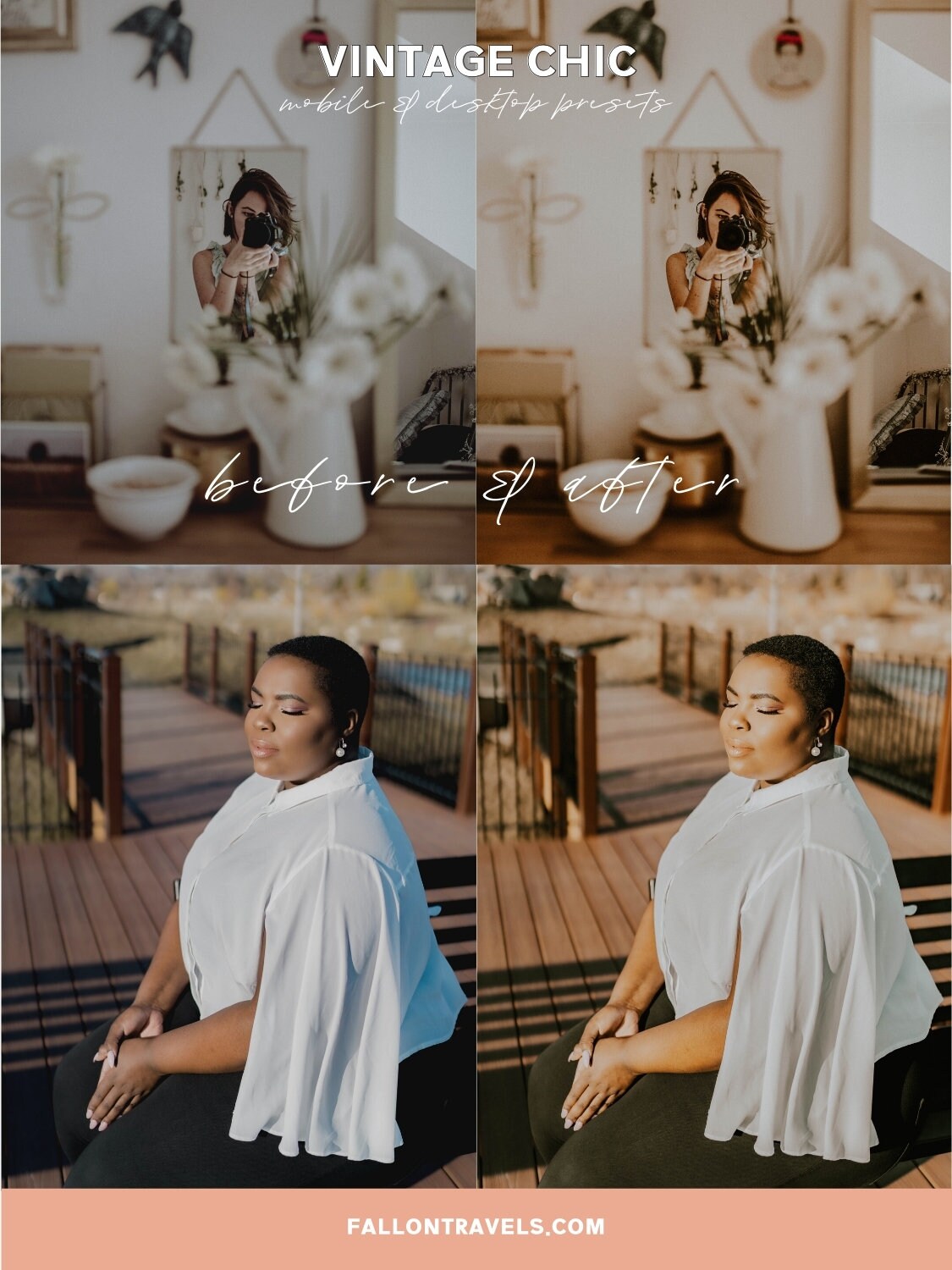 5 Vintage Lightroom Mobile Presets & Desktop, Analog Film Look, Insta Photo Editing, Cinematic iPhone Filter for Moody Outdoor Portrait