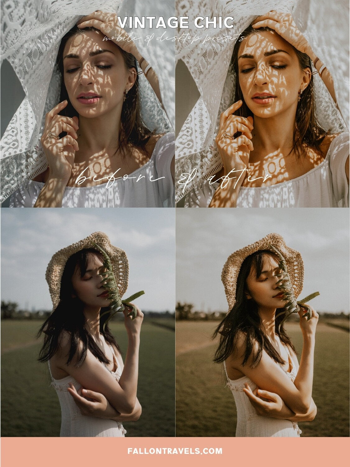 5 Vintage Lightroom Mobile Presets & Desktop, Analog Film Look, Insta Photo Editing, Cinematic iPhone Filter for Moody Outdoor Portrait