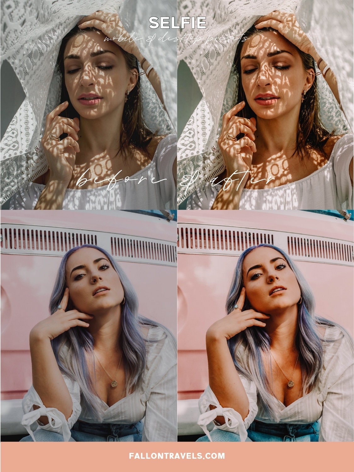 5 Insta Selfie Lightroom Mobile Presets & Desktop, Beauty Photo Editing for Fashion Blogger, Soft Skin Makeup iPhone Filter