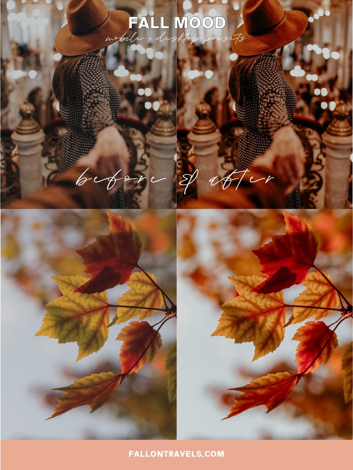 5 Fall Mood Lightroom Mobile Presets & Desktop, Moody Halloween Tones, Photo Editing Filter for Instagram, Warm Dark Colors