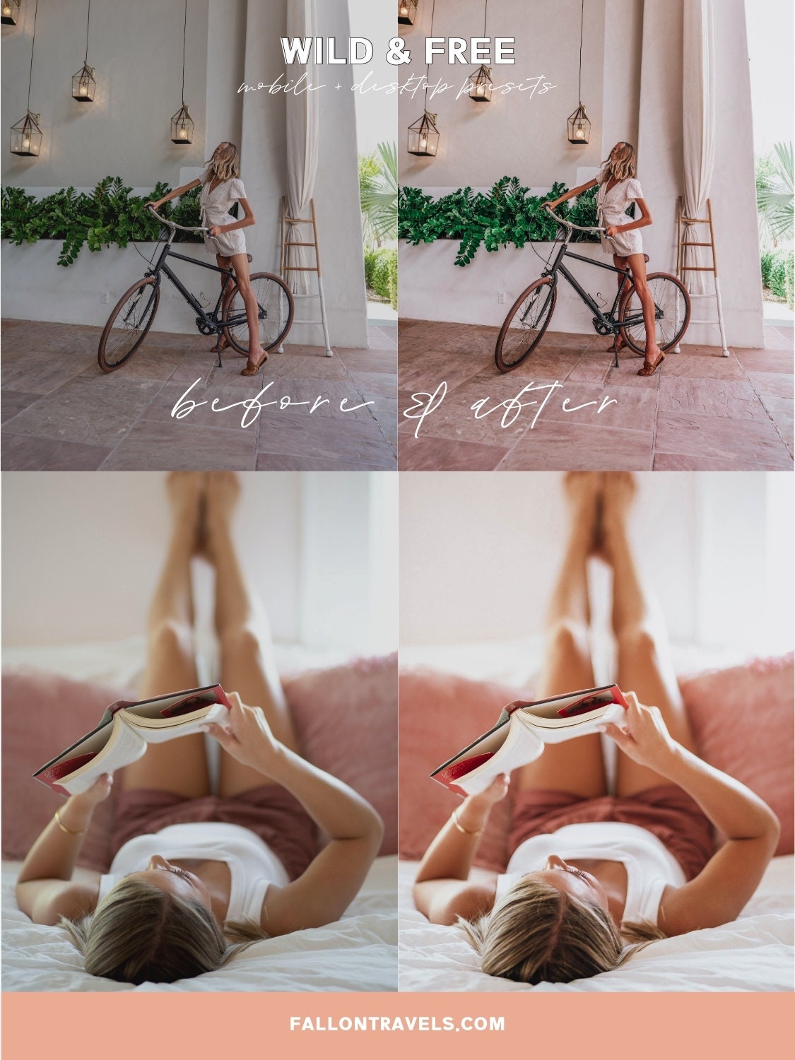 5 Pink Boho Lightroom Mobile & Desktop Presets, Bohemian Chic Photo Editing for Instagram, Dark Blush Tone Filter