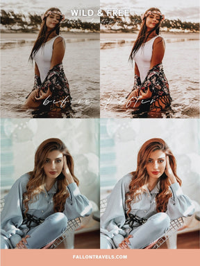 5 Pink Boho Lightroom Mobile & Desktop Presets, Bohemian Chic Photo Editing for Instagram, Dark Blush Tone Filter