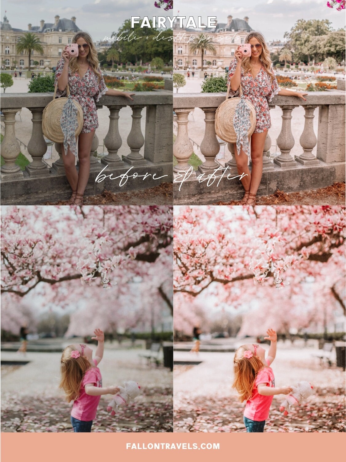5 Dreamy Lightroom Mobile & Desktop Presets, Pink iPhone Photo Editing Filter for Instagram Bloggers and Travel Influencers