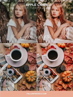 5 Apple Cider Mobile & Desktop Lightroom Presets, Vibrant Red Tones iPhone Filter for Insta Photo Editing, Fall Harvest Preset
