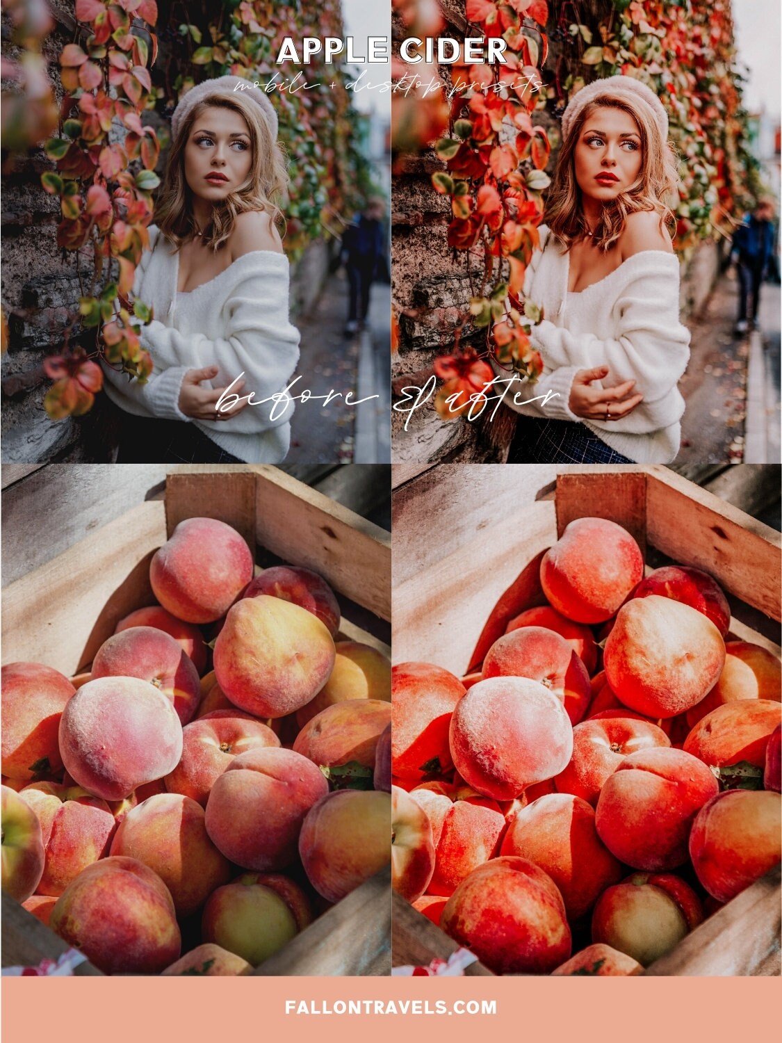 5 Apple Cider Mobile & Desktop Lightroom Presets, Vibrant Red Tones iPhone Filter for Insta Photo Editing, Fall Harvest Preset