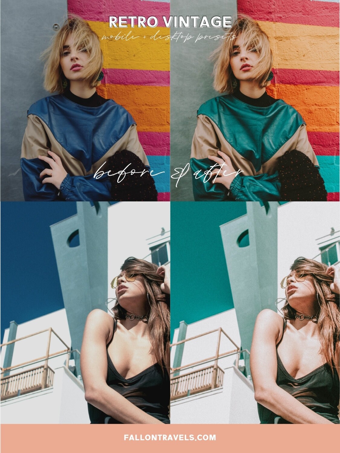 5 Retro Vintage Mobile & Desktop Lightroom Presets, Photo Editing Preset for Instagram Influencer, Summer Presets for Travel Blogger