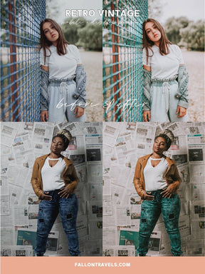5 Retro Vintage Mobile & Desktop Lightroom Presets, Photo Editing Preset for Instagram Influencer, Summer Presets for Travel Blogger
