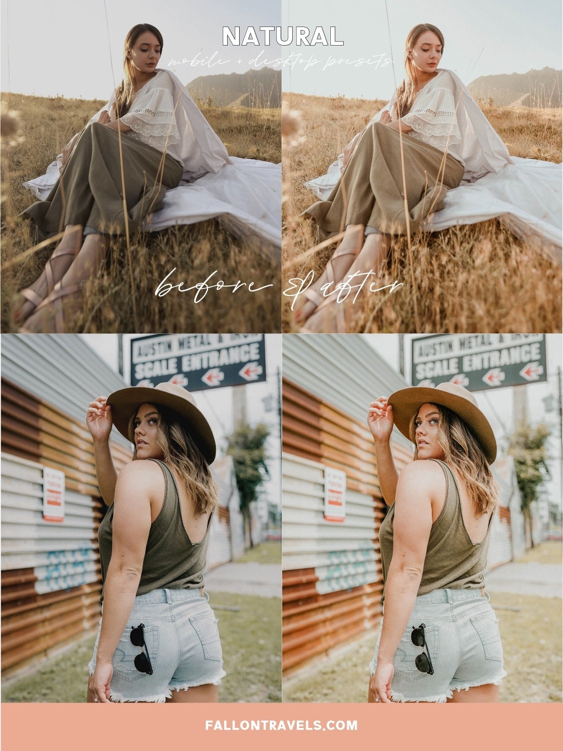 5 Natural Tones Mobile & Desktop Lightroom Presets, Beige Clean Outdoor Photo Editing Filter for Instagram Influencer Lifestyle Blogger
