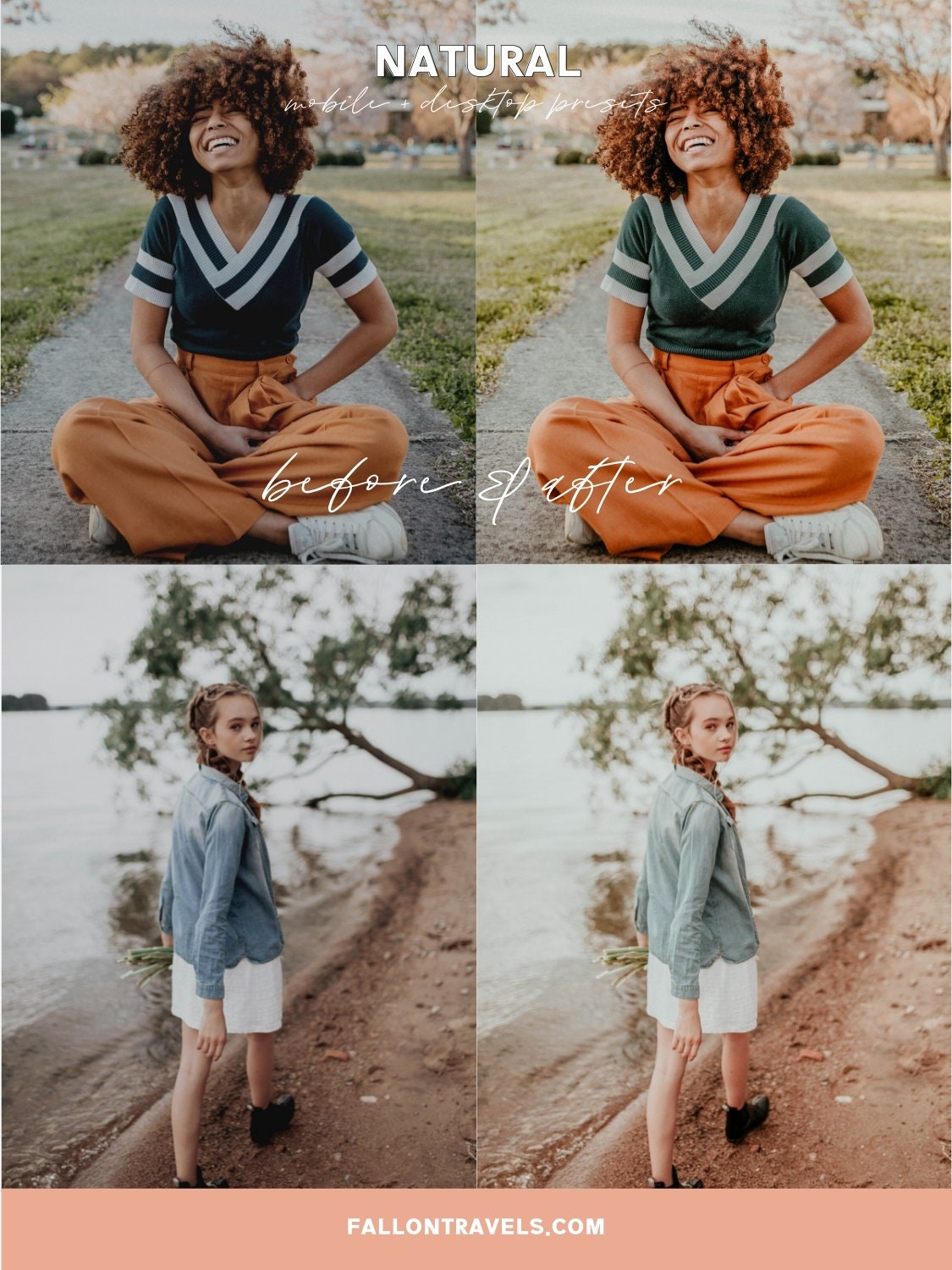 5 Natural Tones Mobile & Desktop Lightroom Presets, Beige Clean Outdoor Photo Editing Filter for Instagram Influencer Lifestyle Blogger