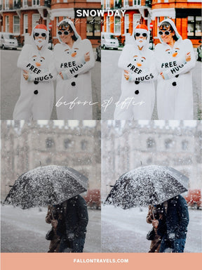5 Snow Day Lightroom Mobile & Desktop Presets, Bright White Winter Photo Editing, Cool Clean Tones Instagram Filter for Holiday Season