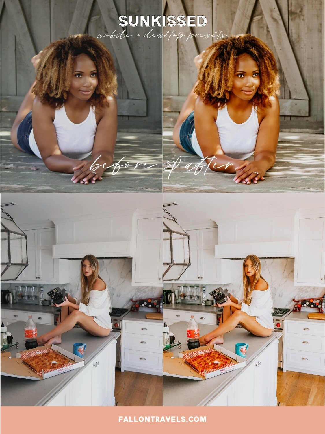 5 Sunkissed Lightroom Mobile & Desktop Presets, Beach Summer Photo Editing Filter for Instagram Influencer, Warm Travel Blogger Preset