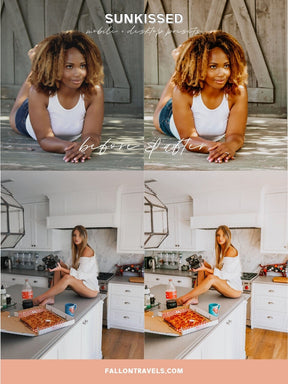 5 Sunkissed Lightroom Mobile & Desktop Presets, Beach Summer Photo Editing Filter for Instagram Influencer, Warm Travel Blogger Preset