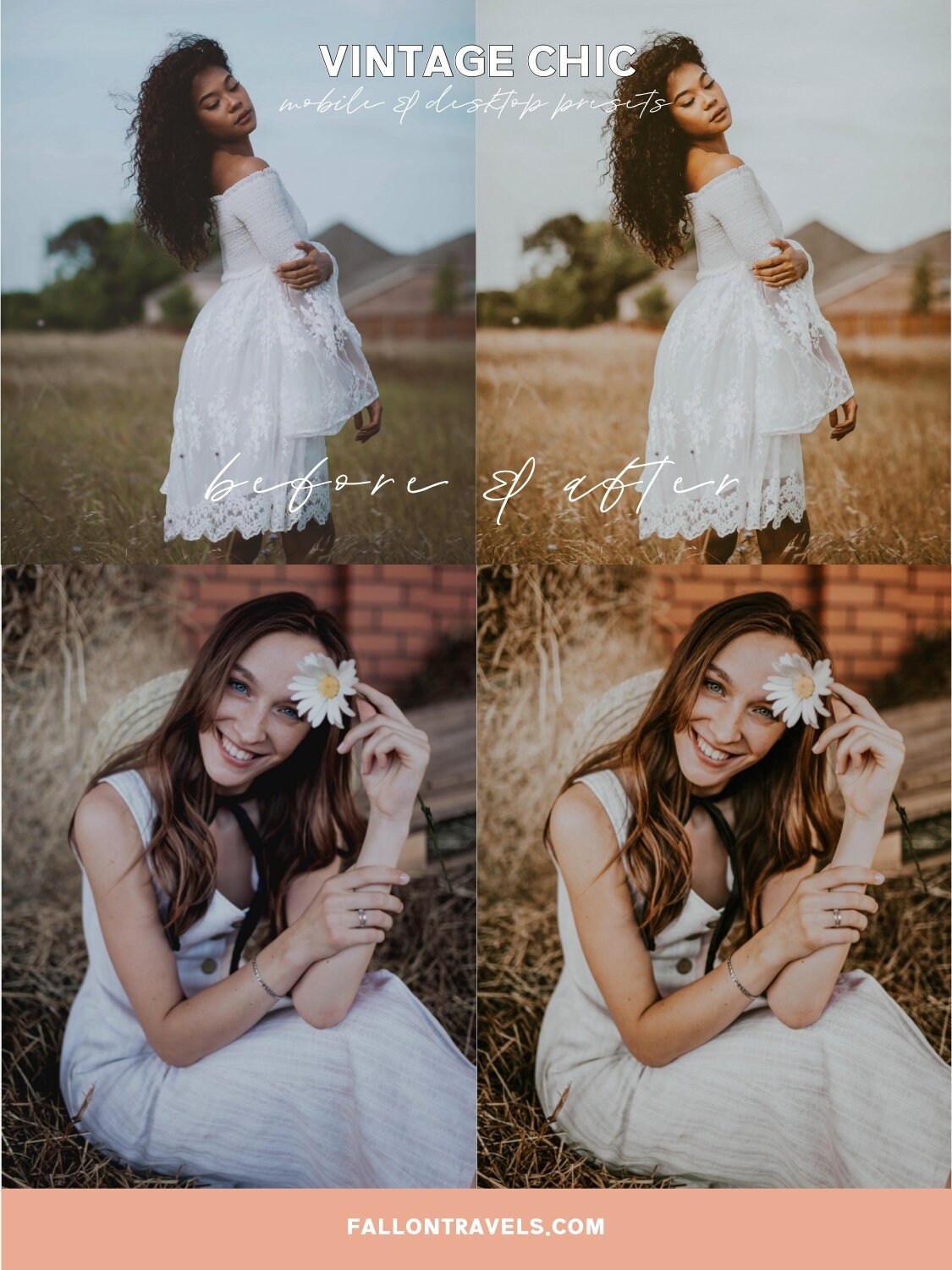 5 Vintage Lightroom Mobile Presets & Desktop, Analog Film Look, Insta Photo Editing, Cinematic iPhone Filter for Moody Outdoor Portrait