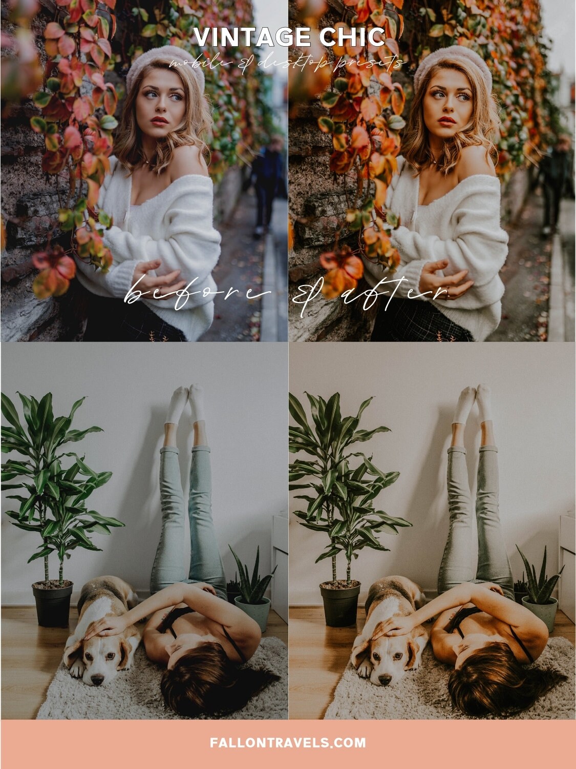 5 Vintage Lightroom Mobile Presets & Desktop, Analog Film Look, Insta Photo Editing, Cinematic iPhone Filter for Moody Outdoor Portrait
