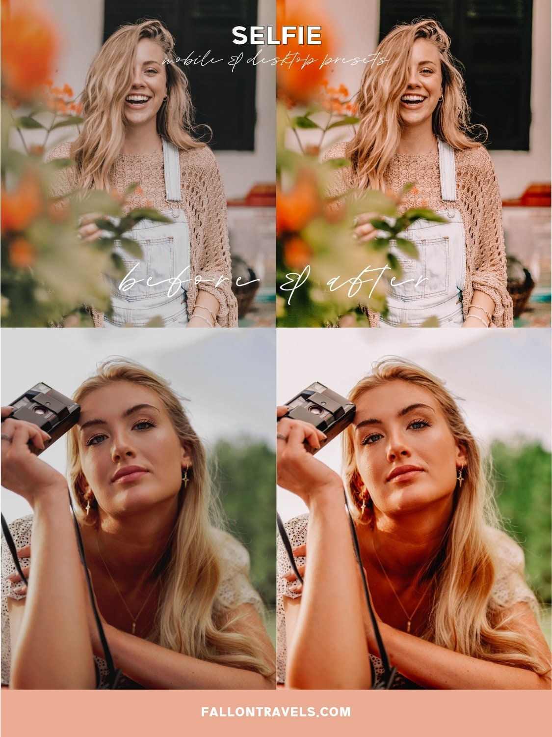 5 Insta Selfie Lightroom Mobile Presets & Desktop, Beauty Photo Editing for Fashion Blogger, Soft Skin Makeup iPhone Filter