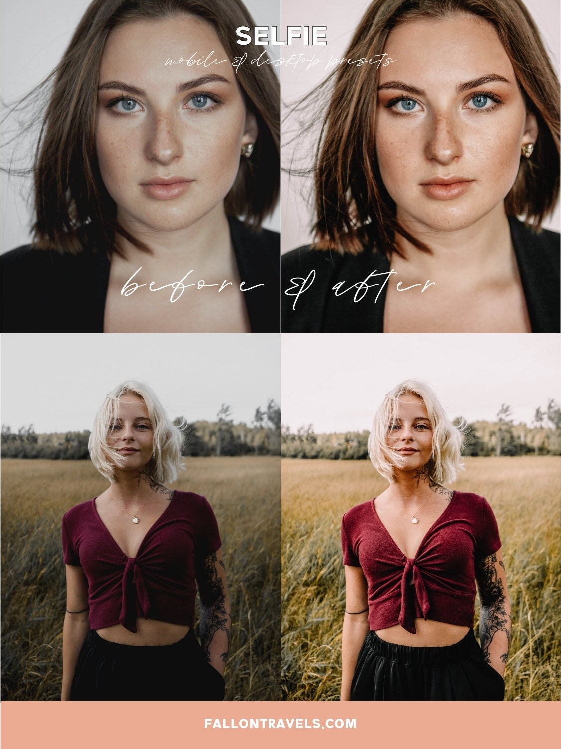 5 Insta Selfie Lightroom Mobile Presets & Desktop, Beauty Photo Editing for Fashion Blogger, Soft Skin Makeup iPhone Filter