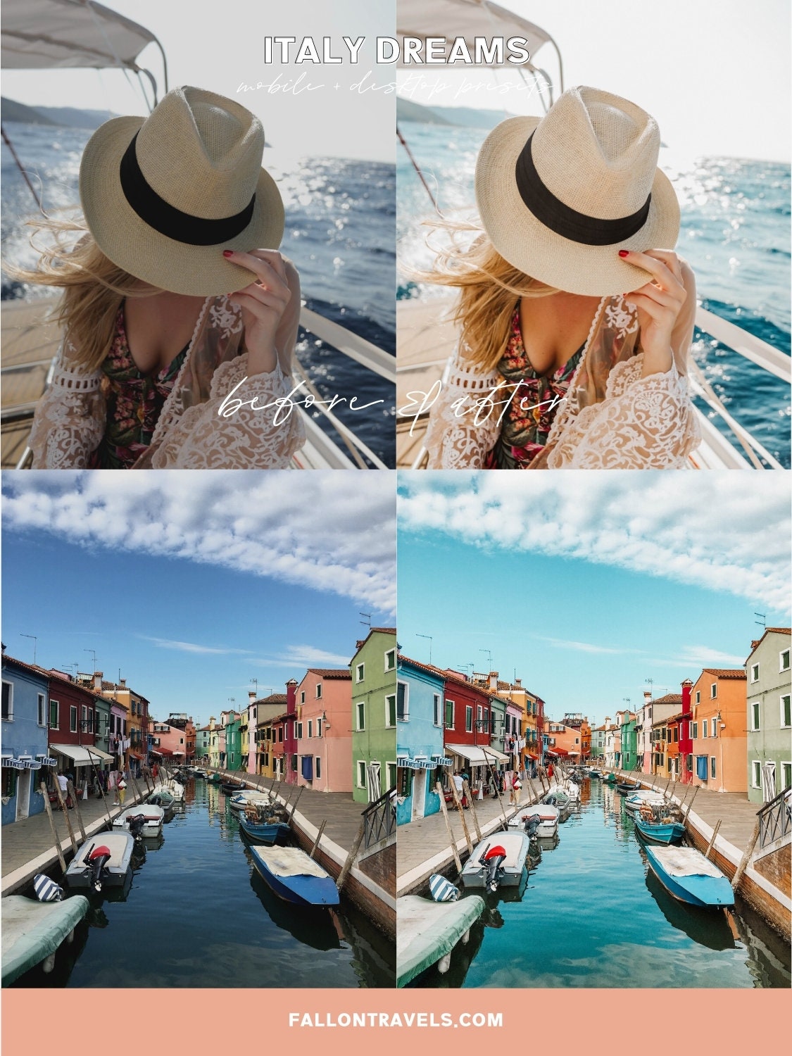5 Italy Travel Lightroom Mobile & Desktop Presets for Bloggers, Warm Summer Photo Editing Filter for Instagram Influencer