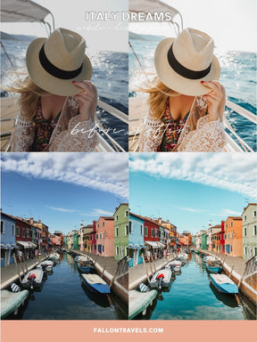 5 Italy Travel Lightroom Mobile & Desktop Presets for Bloggers, Warm Summer Photo Editing Filter for Instagram Influencer