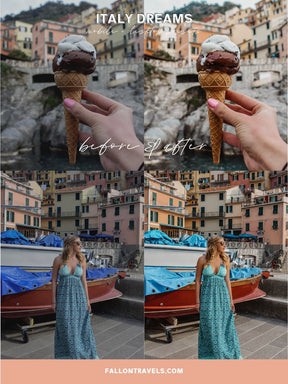 5 Italy Travel Lightroom Mobile & Desktop Presets for Bloggers, Warm Summer Photo Editing Filter for Instagram Influencer