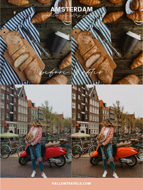 5 Amsterdam Lightroom Mobile & Desktop Presets, Moody Travel Photo Editing Filter for Instagram, Dark Warm Vintage Preset for Bloggers