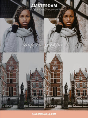 5 Amsterdam Lightroom Mobile & Desktop Presets, Moody Travel Photo Editing Filter for Instagram, Dark Warm Vintage Preset for Bloggers