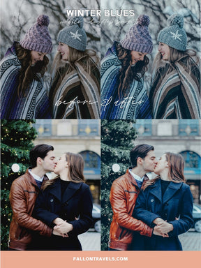 5 Winter Blues Lightroom Mobile & Desktop Presets, Cool Christmas Tones Photo Editing for Instagram, Xmas Season iPhone Filter