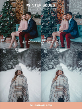 5 Winter Blues Lightroom Mobile & Desktop Presets, Cool Christmas Tones Photo Editing for Instagram, Xmas Season iPhone Filter