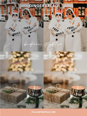 5 Gingerbread Lightroom Mobile & Desktop Presets, Warm Beige Photo Editing Filter for Instagram, Clean Tones Christmas Holiday Preset