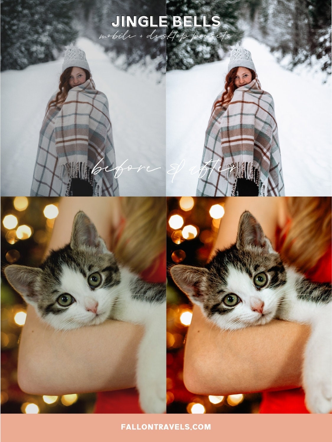 5 Jingle Bells Lightroom Mobile & Desktop Presets, Vibrant Pink Red Christmas Tones, Merry Xmas Holiday Photo Editing Filter for Instagram