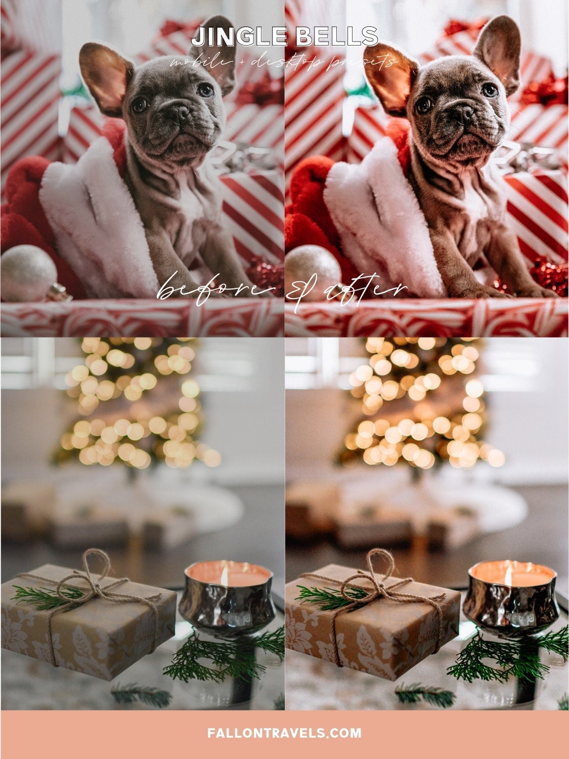 5 Jingle Bells Lightroom Mobile & Desktop Presets, Vibrant Pink Red Christmas Tones, Merry Xmas Holiday Photo Editing Filter for Instagram